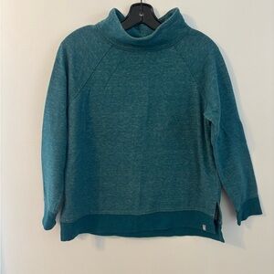 113T Talbots heathered Teal Cowl Neck Sweater